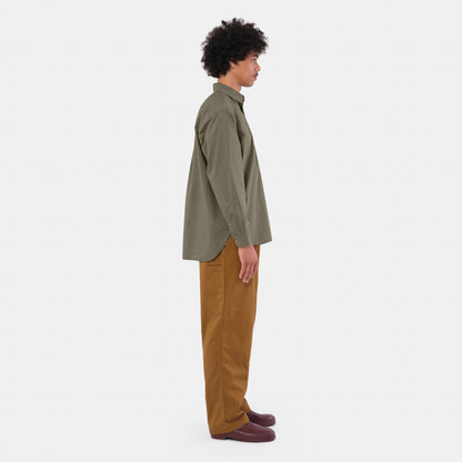 Japanese Typewriter Cotton Gardening Chemise in Moss