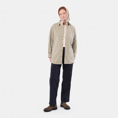 Organic Cotton Moleskin Chore Shirt in Stonewashed Khaki