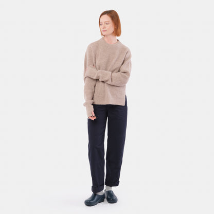 Merino Wool Ridge Knit Sweater with Thumb Holes