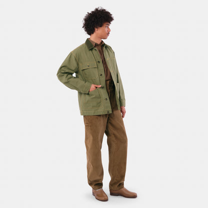 Waxed Cotton Canvas Barn Jacket in Moss