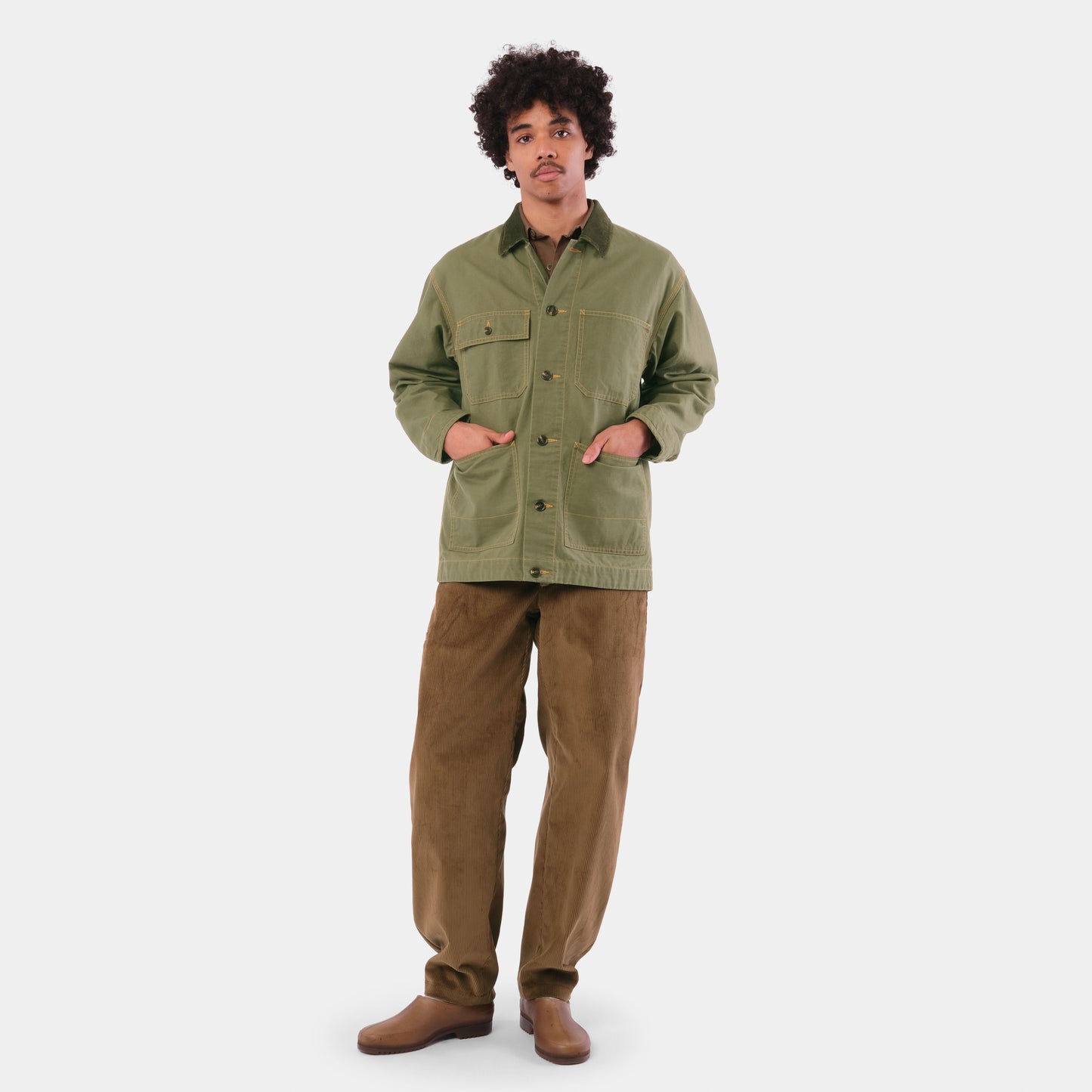 Waxed Cotton Canvas Barn Jacket in Moss