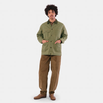 Waxed Cotton Canvas Barn Jacket in Moss