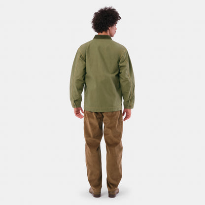 Waxed Cotton Canvas Barn Jacket in Moss