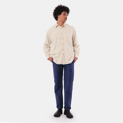 Gardening Chemise in Organic Flannel Houndstooth - Cream