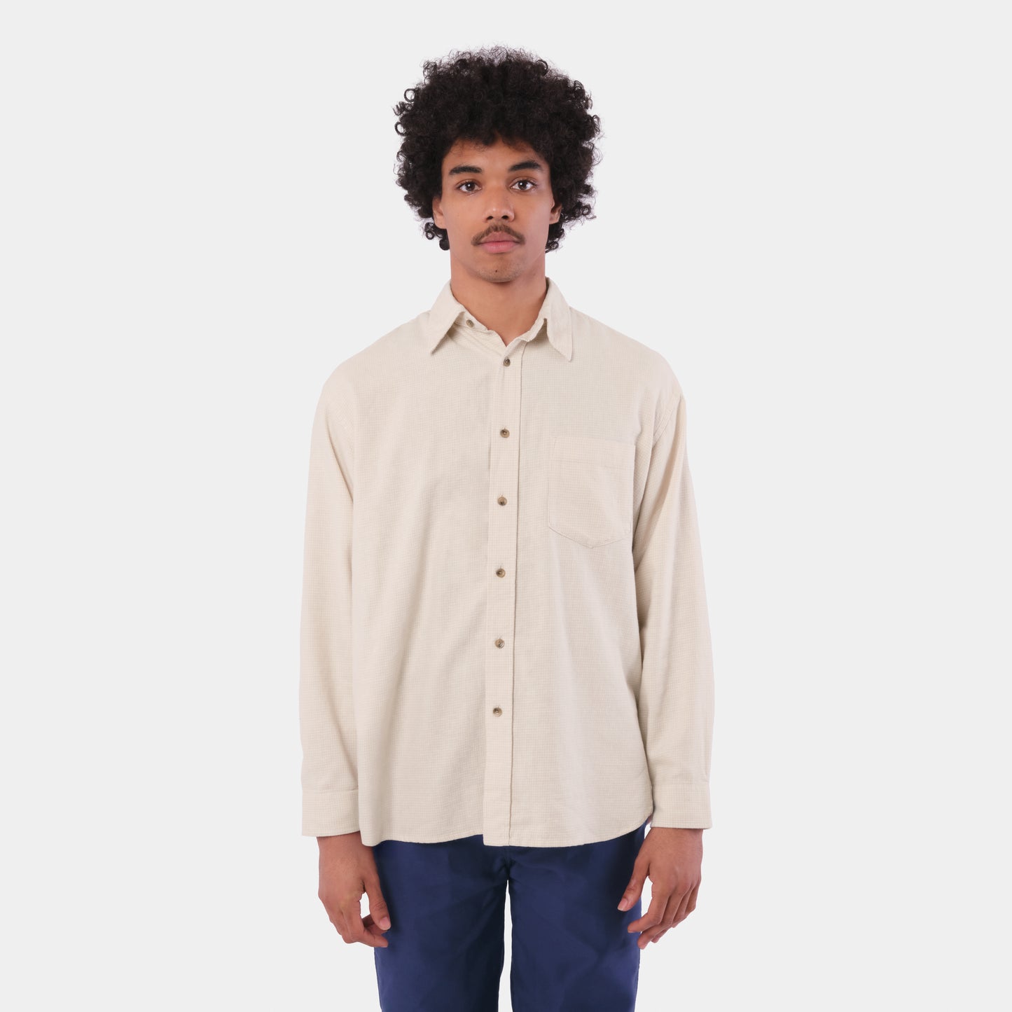 Gardening Chemise in Organic Flannel Houndstooth - Cream