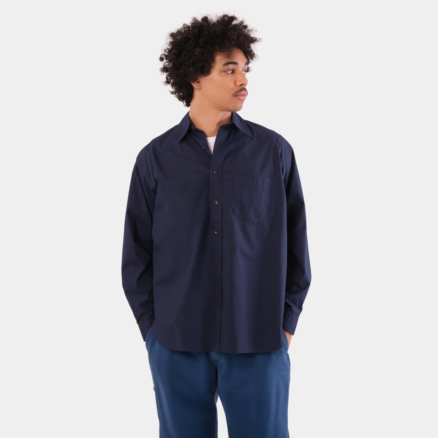 Japanese Typewriter Cotton Gardening Chemise in Ink