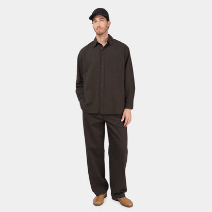 Gingham Seersucker Gardening Chemise in Brown Field Check