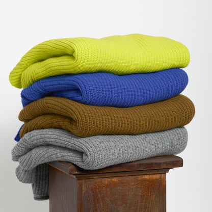 Merino Wool Funnel Neck Sweater in Heather Grey