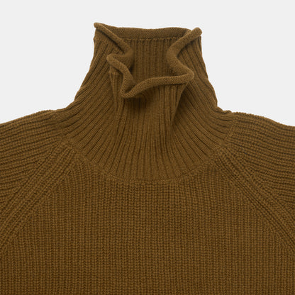 Merino Wool Funnel Neck Sweater in Scout