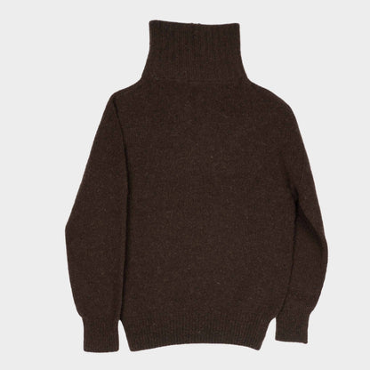 Le Laboureur Recycled Wool Quarter Zip Sweater in Brown