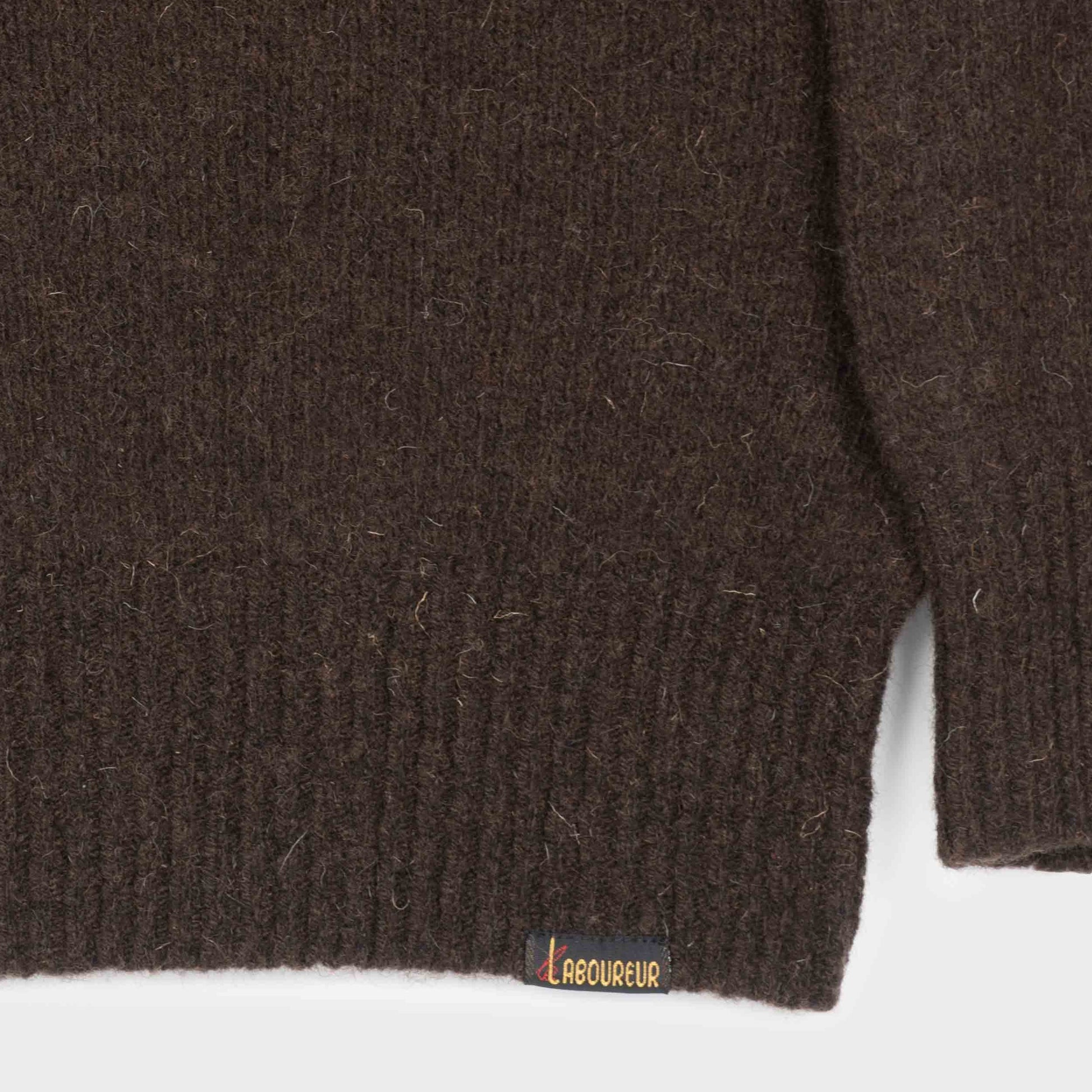 Le Laboureur Recycled Wool Quarter Zip Sweater in Brown
