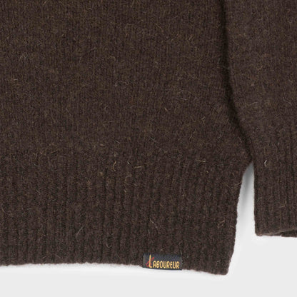 Le Laboureur Recycled Wool Quarter Zip Sweater in Brown