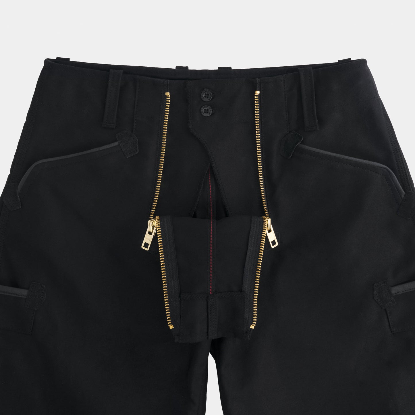 Le Laboureur French Cotton Moleskin Drop Front Farm Pant in Black