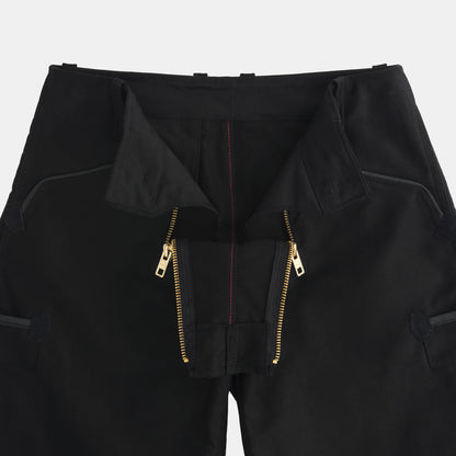 Le Laboureur French Cotton Moleskin Drop Front Farm Pant in Black
