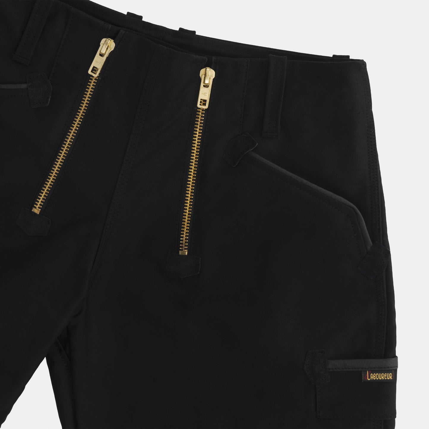 Le Laboureur French Cotton Moleskin Drop Front Farm Pant in Black