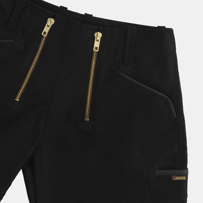 Le Laboureur French Cotton Moleskin Drop Front Farm Pant in Black