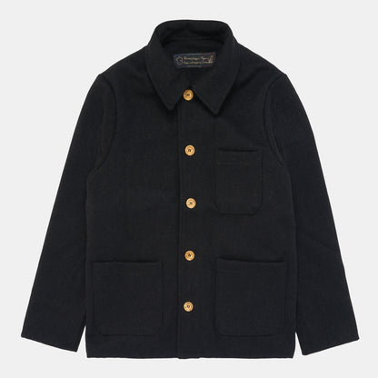 Le Laboureur French Wool Field Coat in Noir