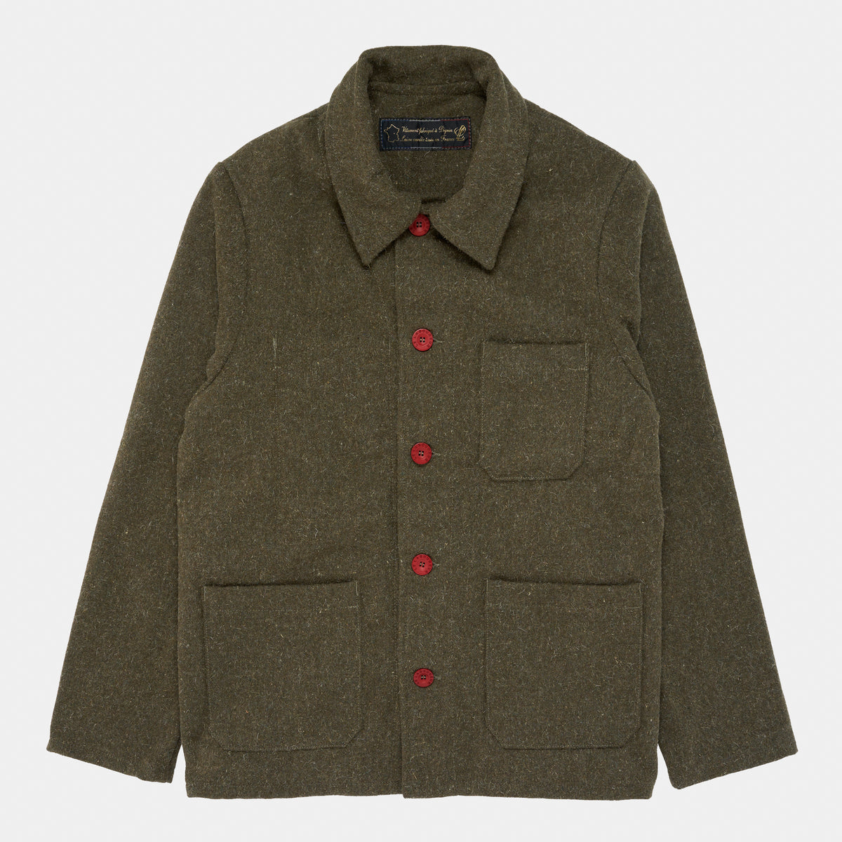 Le Laboureur French Wool Field Coat in Olive