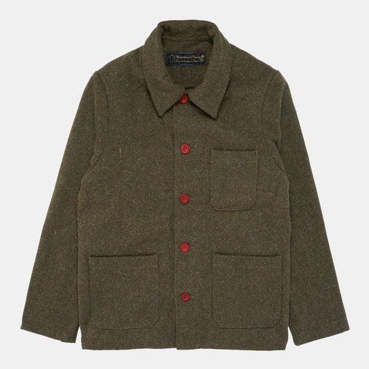 Le Laboureur French Wool Field Coat in Olive