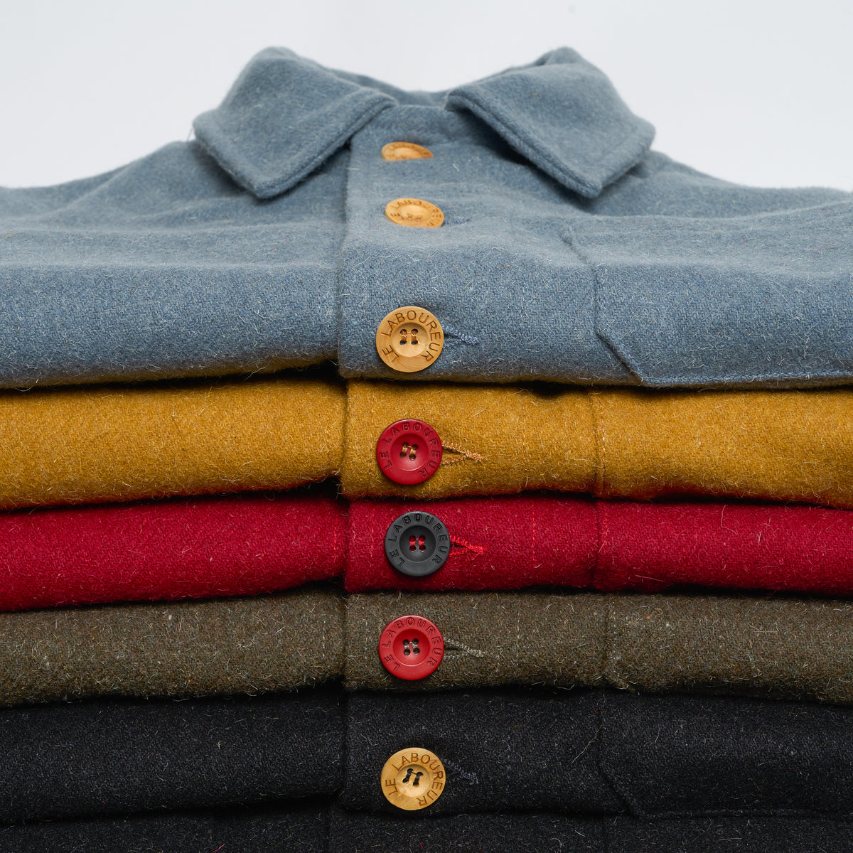 Le Laboureur French Wool Field Coat in Horizon Blue
