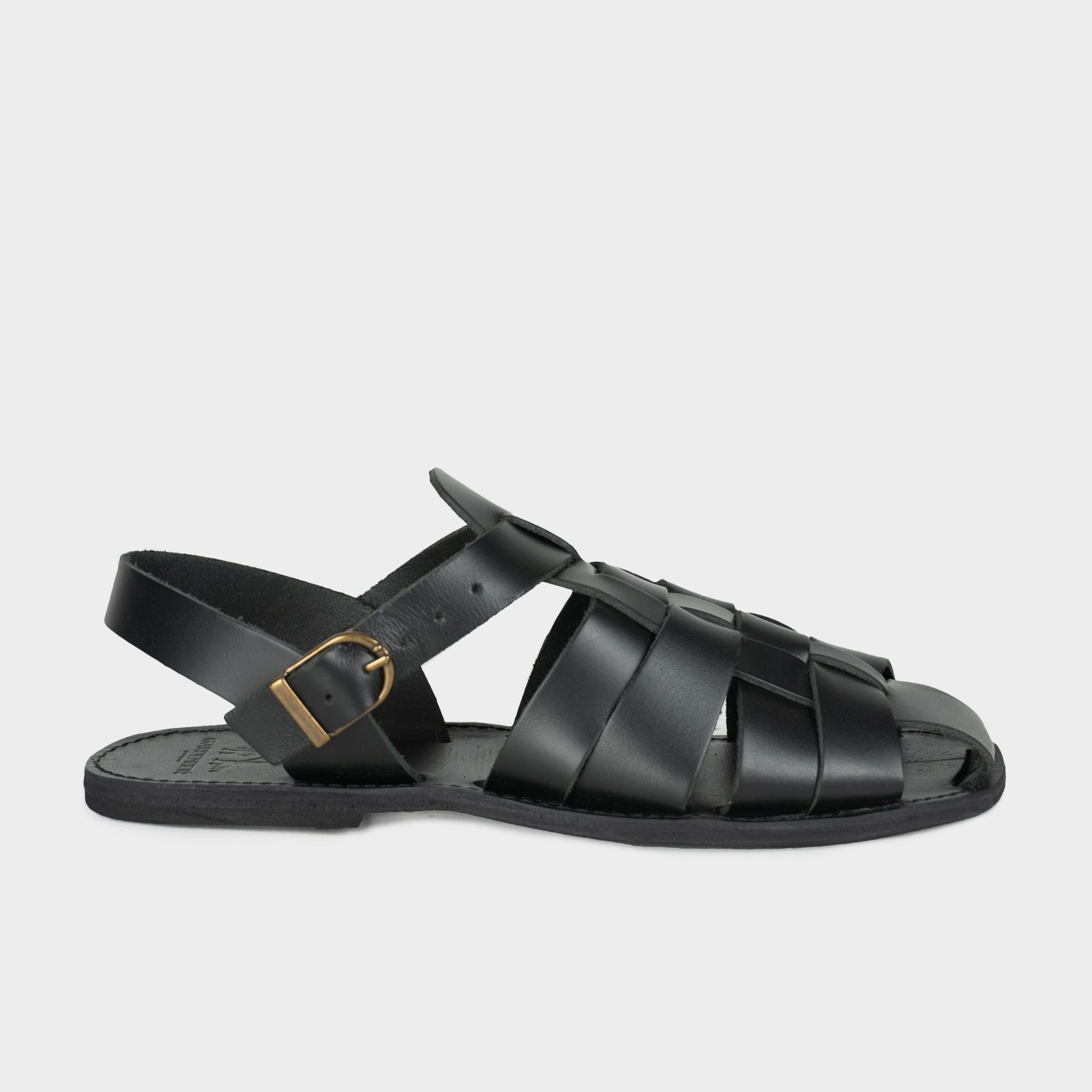 Leather Fisherman Sandals in Black