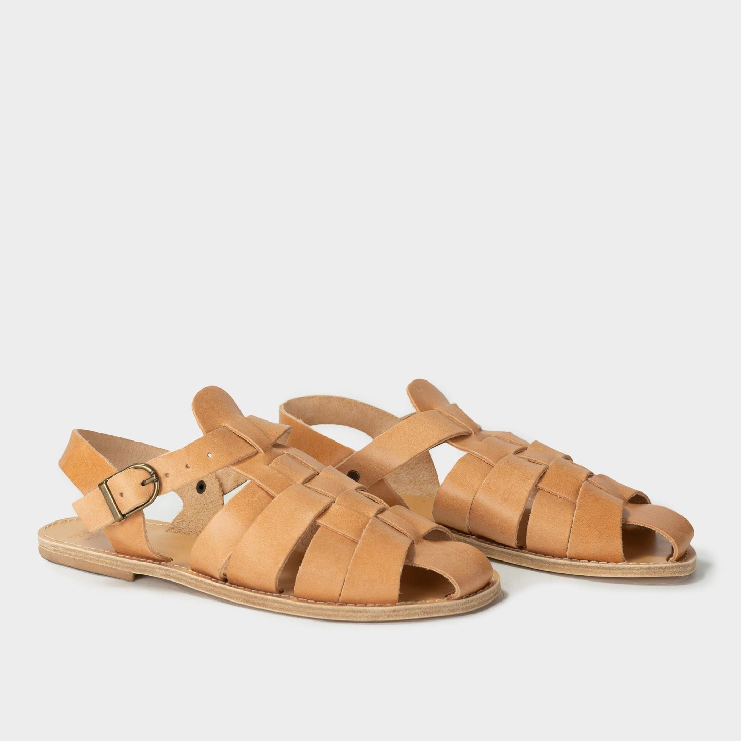 Leather Fisherman Sandals in Natural