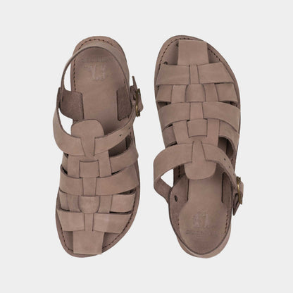 Leather Fisherman Sandals in Otter