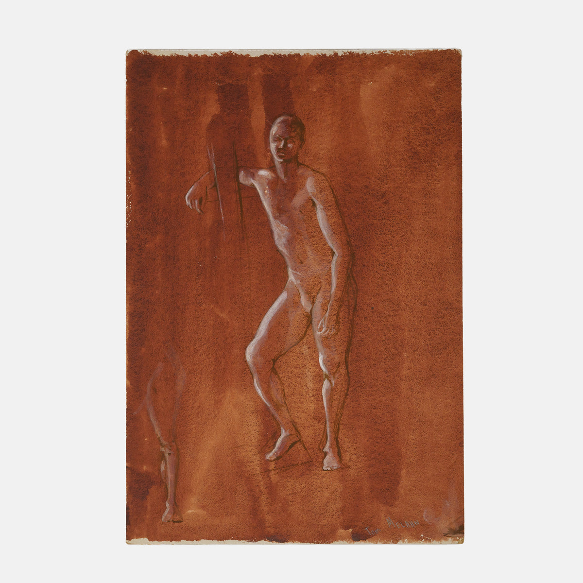 Vintage Painting Study of Male Nude, Maine