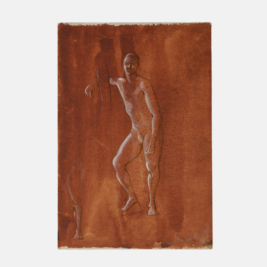 Vintage Painting Study of Male Nude, Maine