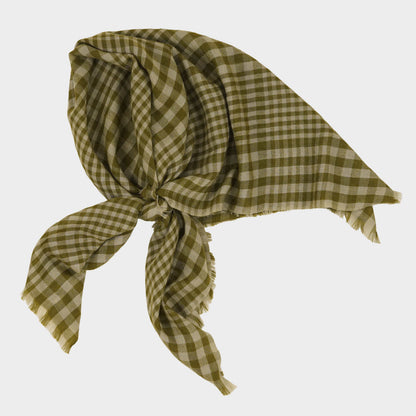 Himalayan Cashmere Hand Spun Oversized Kerchief Scarf in Plaid