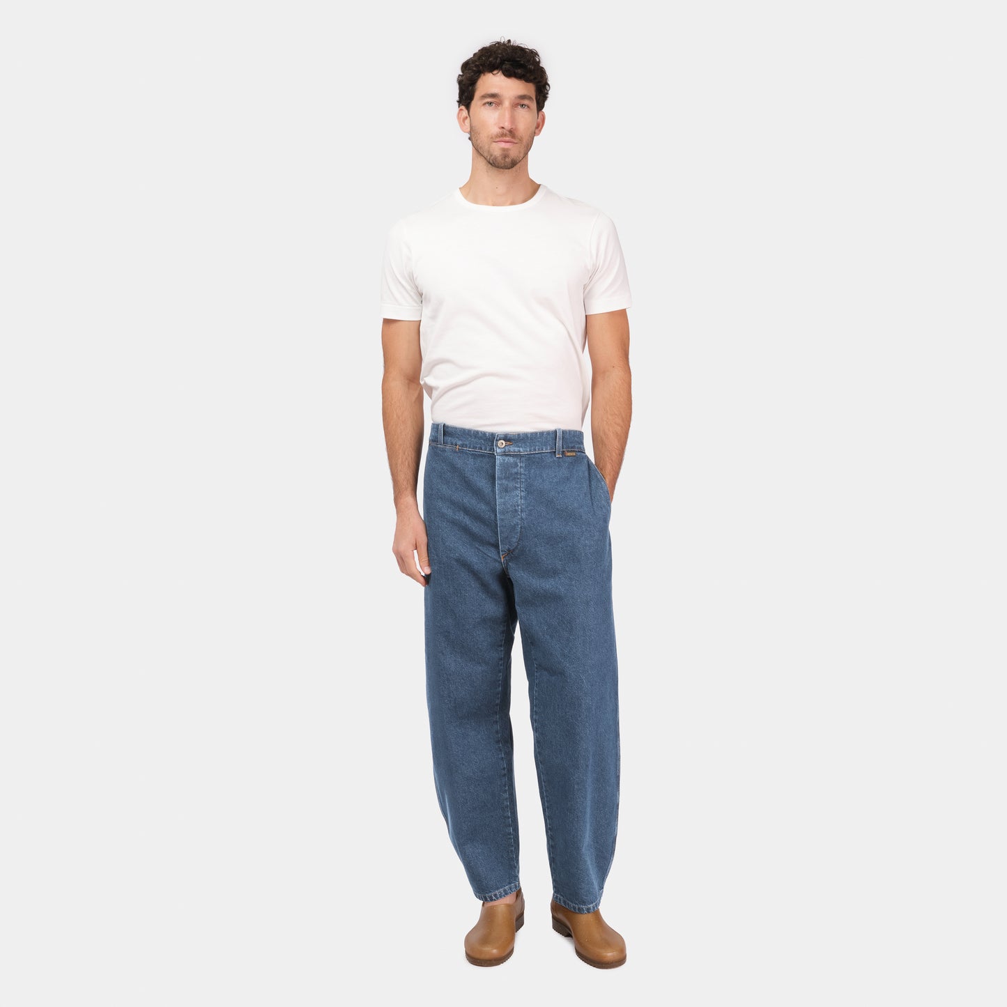 Le Laboureur x Gardenheir Stonewashed Farm Pant in Light Denim