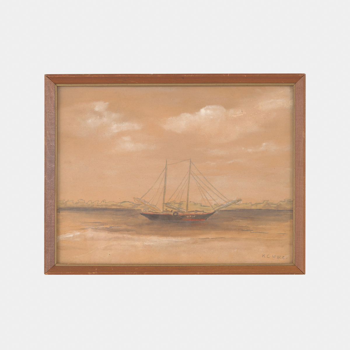 Antique Sailing Ship Drawing, 1939