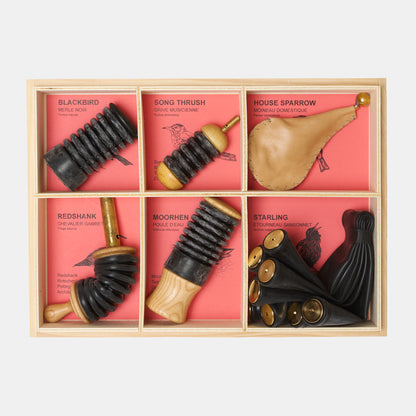 Handmade Wooden Bird Calls - Hand Operated set of 6