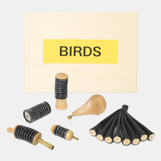 Handmade Wooden Bird Calls - Hand Operated set of 6