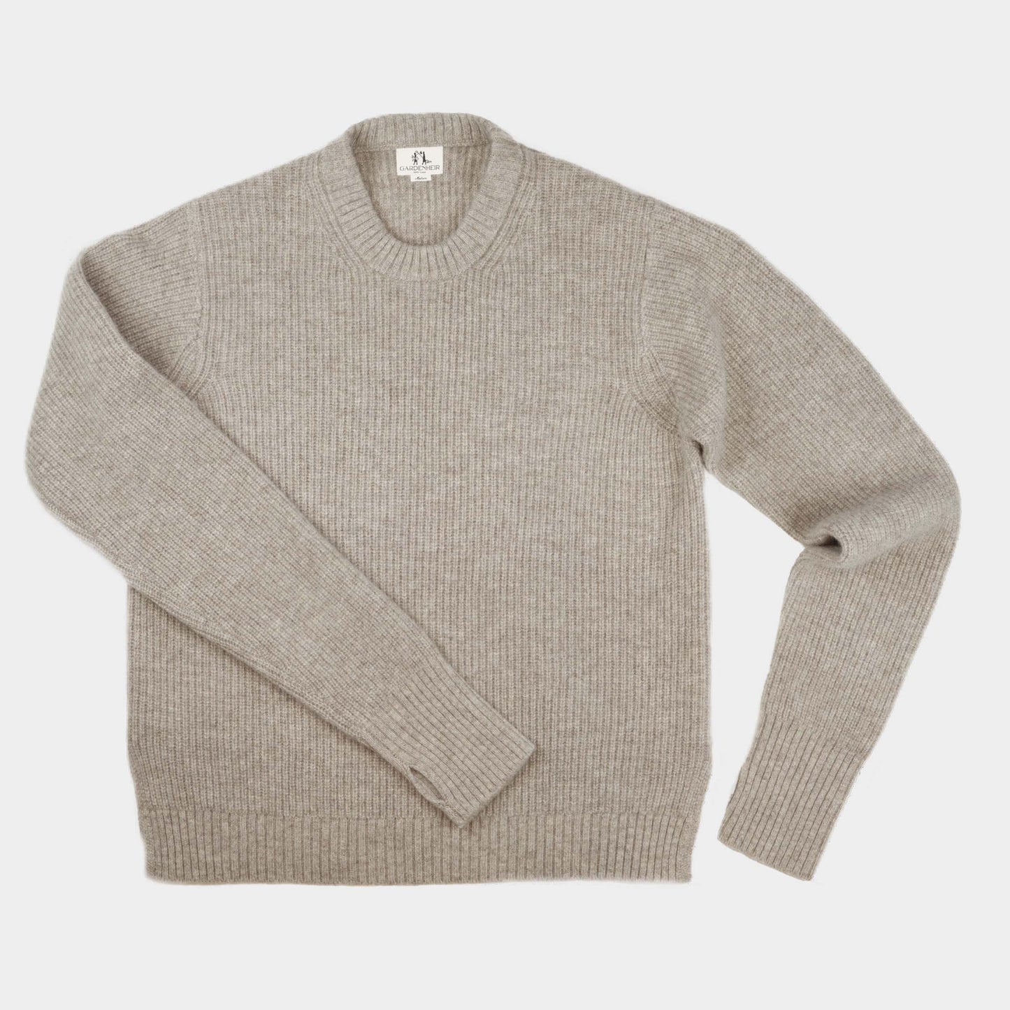 Merino Wool Ridge Knit Sweater with Thumb Holes