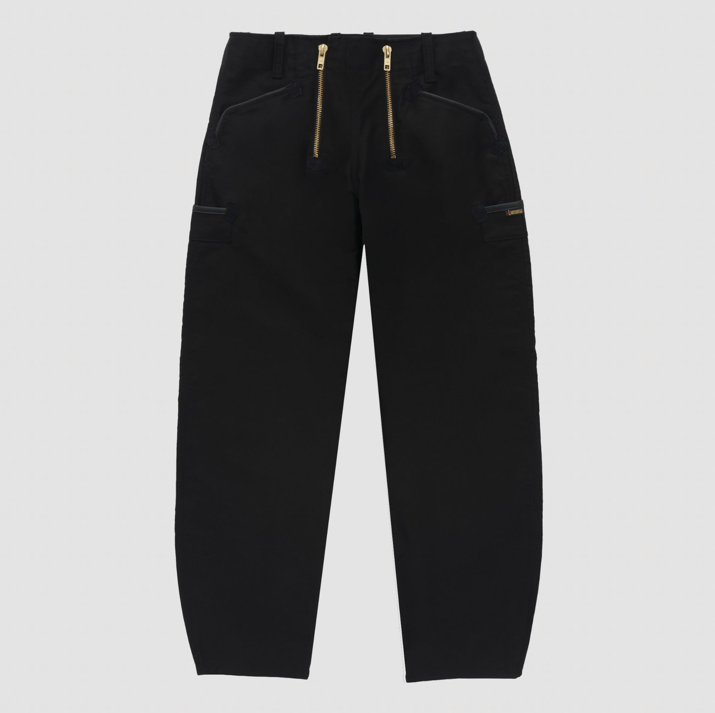 Le Laboureur French Cotton Moleskin Drop Front Farm Pant in Black