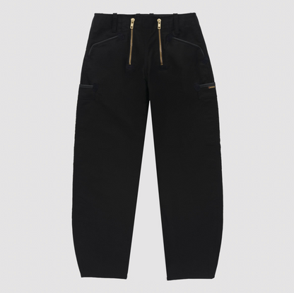 Le Laboureur French Cotton Moleskin Drop Front Farm Pant in Black