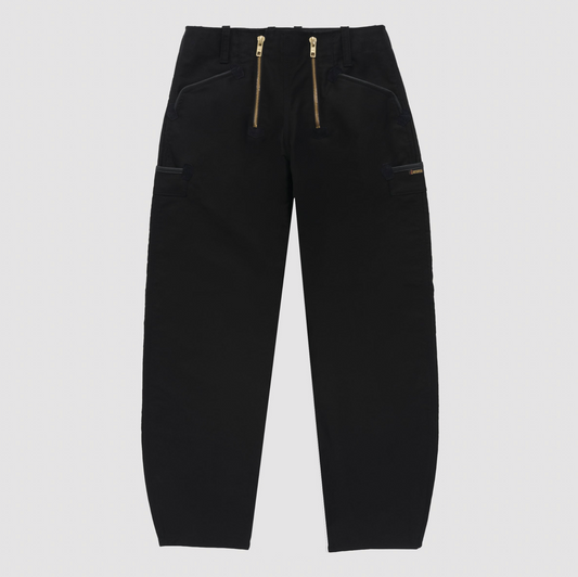 Le Laboureur French Cotton Moleskin Drop Front Farm Pant in Black