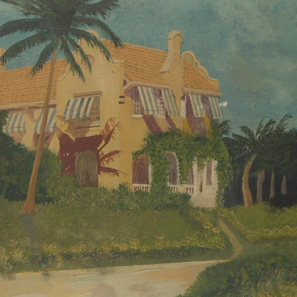 Vintage Tropical Florida Oil Painting, 1940s