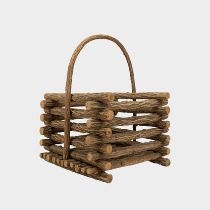 Vintage Twig Basket with Handle