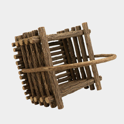 Vintage Twig Basket with Handle