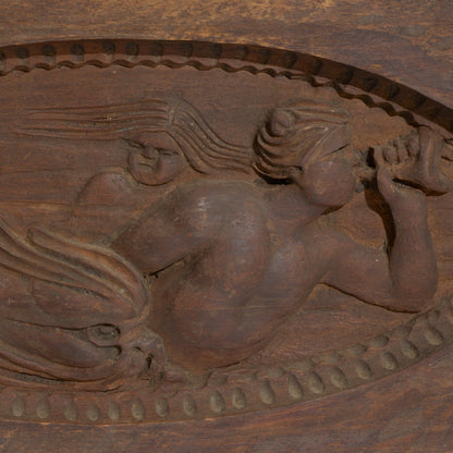 Antique Carved Wood Relief Depicting Triton and Sirens