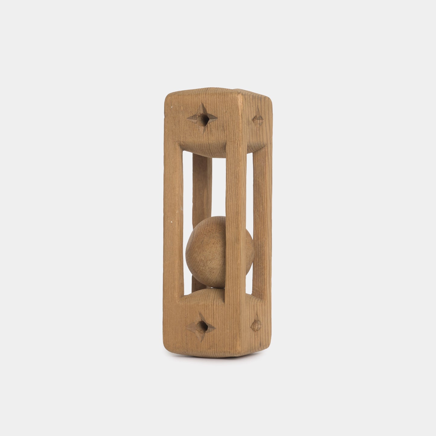 Vintage Folk Carved Cage Rattle #1, 1940s