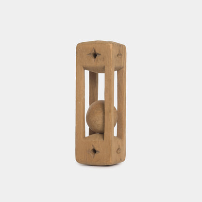 Vintage Folk Carved Cage Rattle #1, 1940s