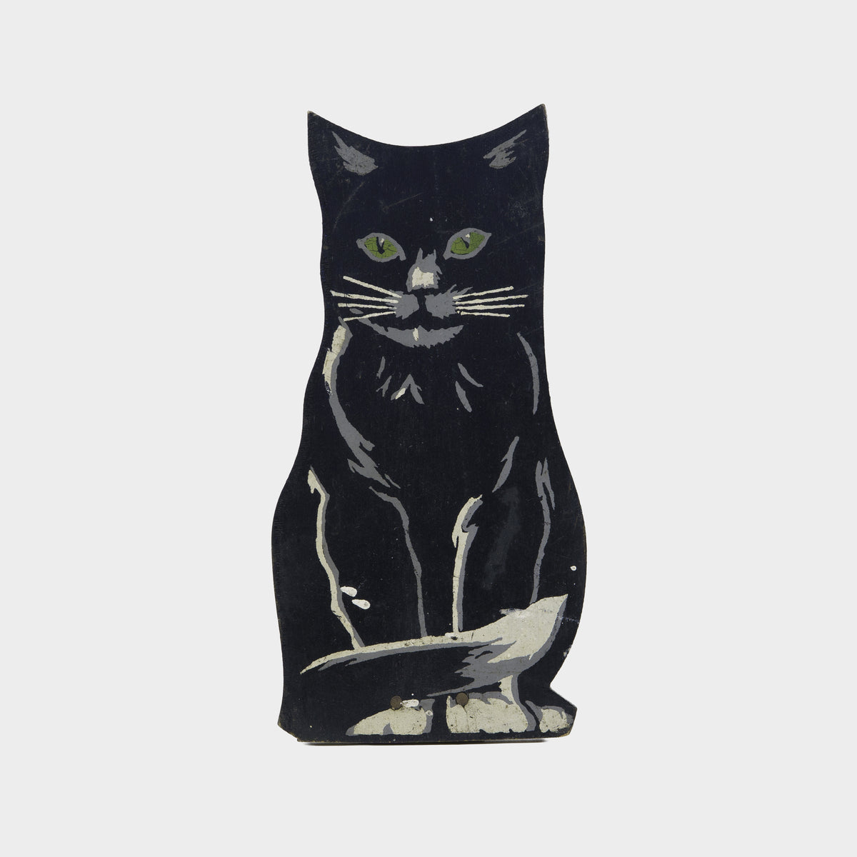 Vintage Wooden Black Cat Doorstop