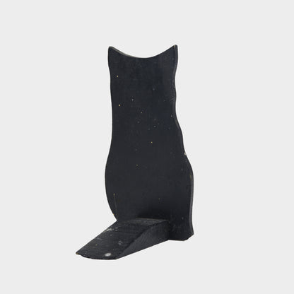 Vintage Wooden Black Cat Doorstop