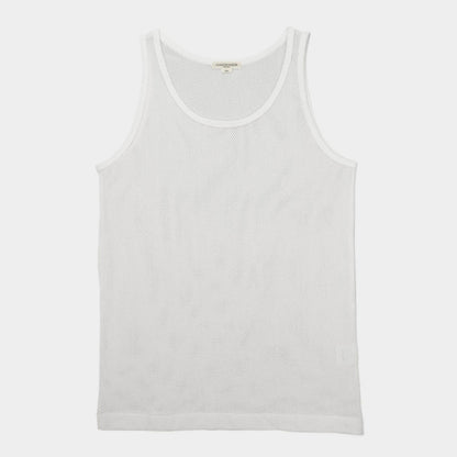 Cotton Mesh Tank Top in Alabaster