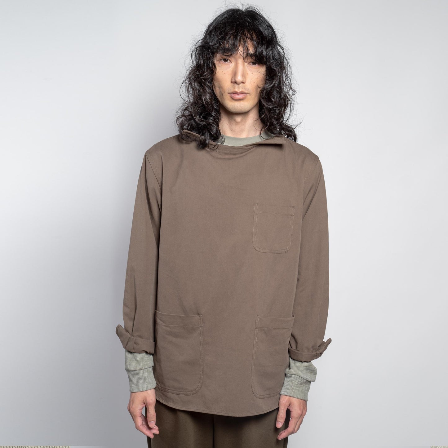 Washed Cotton Drill Gardening Smock in Olive
