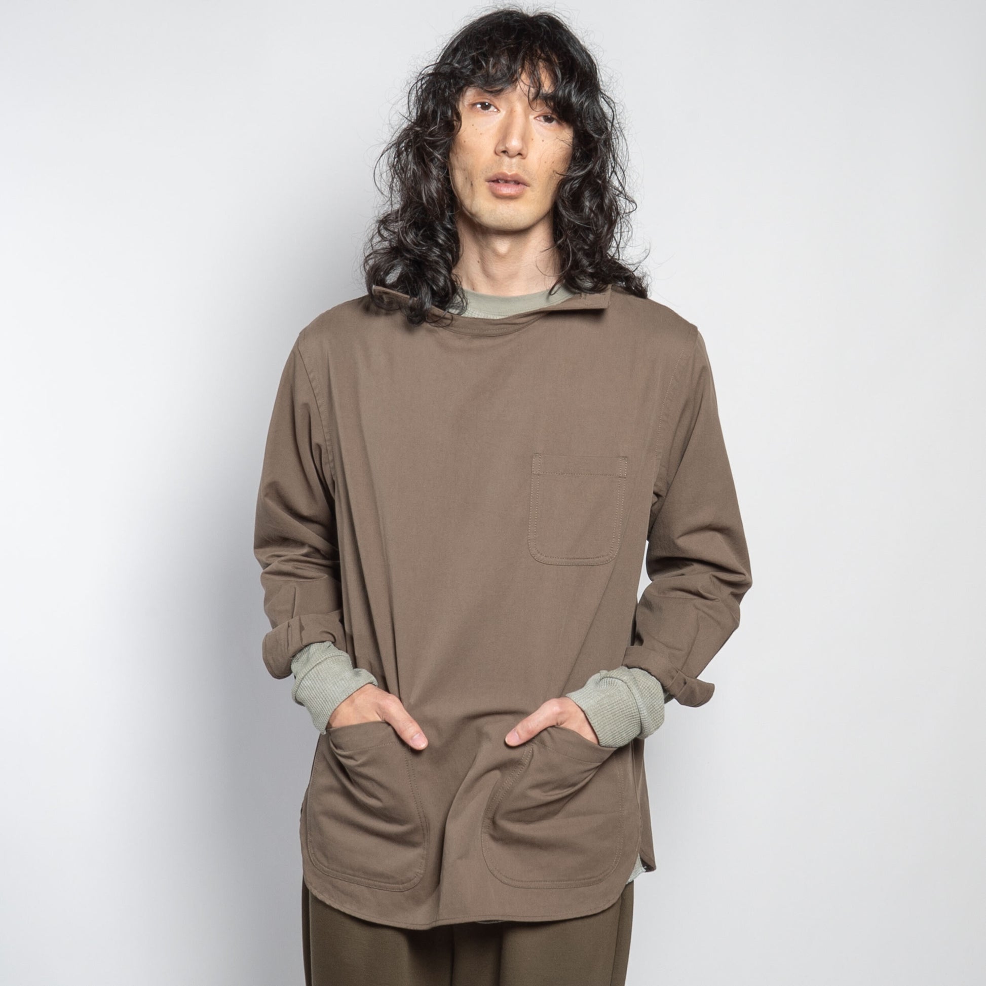 Washed Cotton Drill Gardening Smock in Olive