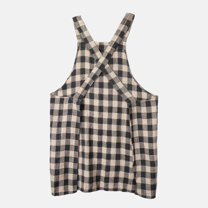 French Linen Apron in Black/ Cream Gingham